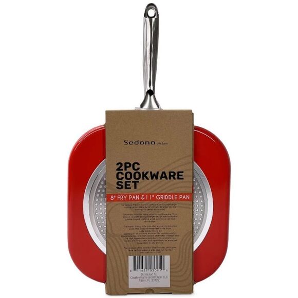 Sedona Forged Aluminum 8" Fry Pan and 11" Griddle Pan 2-PIECE Cookware S… - Picture 2 of 6